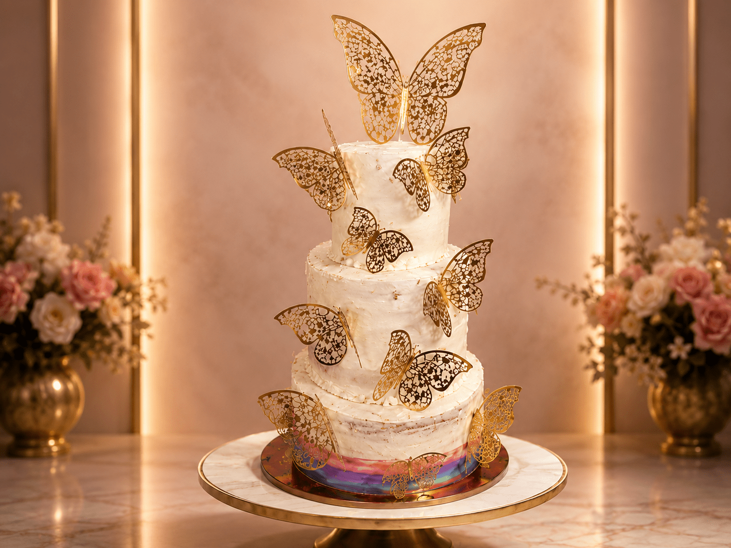Custom Golden Butterfly cake by Irresistible Desserts