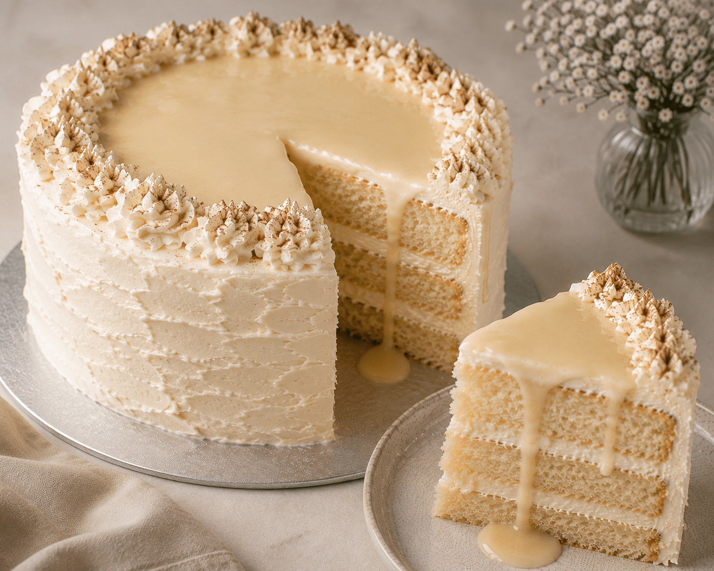 Bolo di Ponche Crema cake with creamy liqueur
